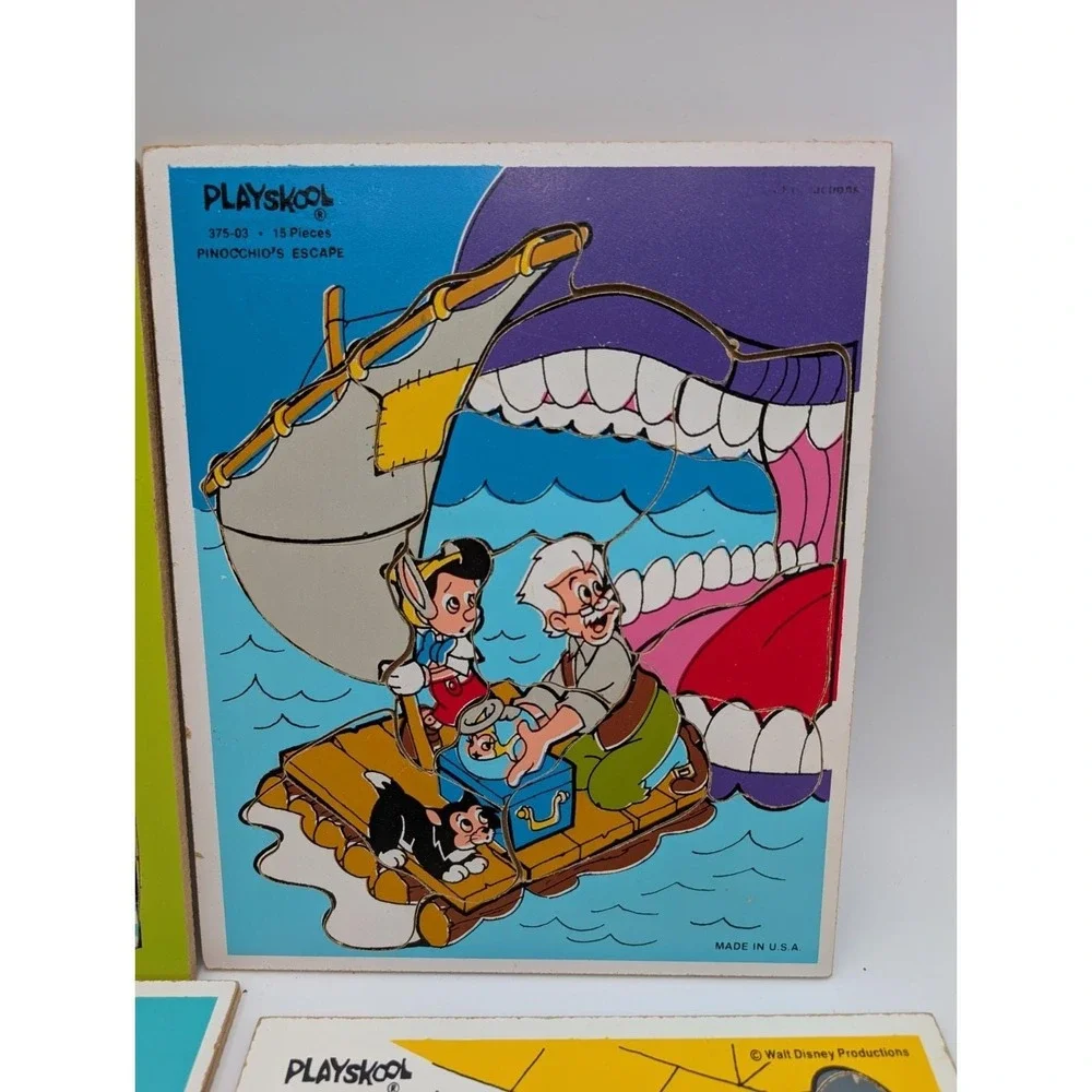 Playskool Frame Tray Puzzle‎ Lot Sesame Street Scooby Doo Pinocchio Jungle Book